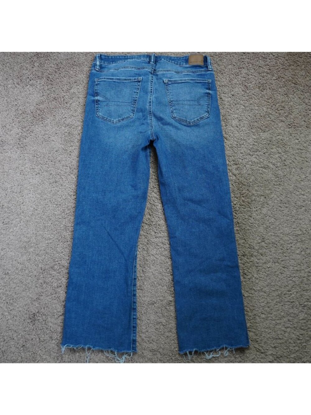 American Eagle Jeans Womens 8 High-Rise Kick Boot Crop Raw Hem Denim Stretch - Picture 2 of 10